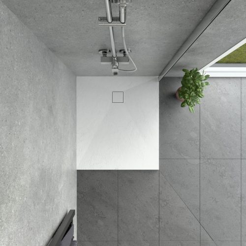 Kőhatású zuhanytálca - 80 x 90 cm - fehér