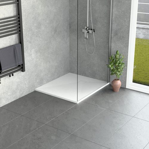 Kőhatású zuhanytálca - 80 x 90 cm - fehér