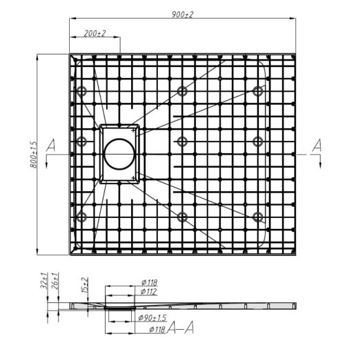 Kőhatású zuhanytálca - 80 x 90 cm - fehér