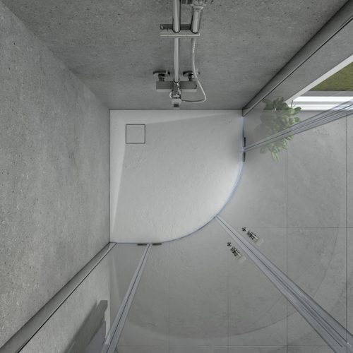 Welland kőhatású félköríves zuhanytálca szifonnal 90 x 90 cm - fehér