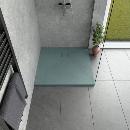 Kőhatású zuhanytálca - 90 x 90 cm - zöld