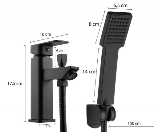 Welland Smart 2in1 mosdó/kád csaptelep + zuhanyrózsa - fekete