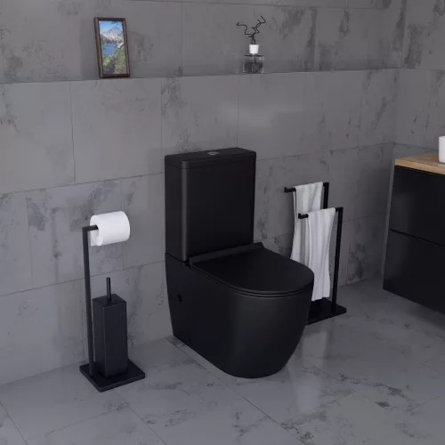 Welland H-7002 Tornado kompakt/monoblokk WC szett + soft-close slim WC ülőke - fekete