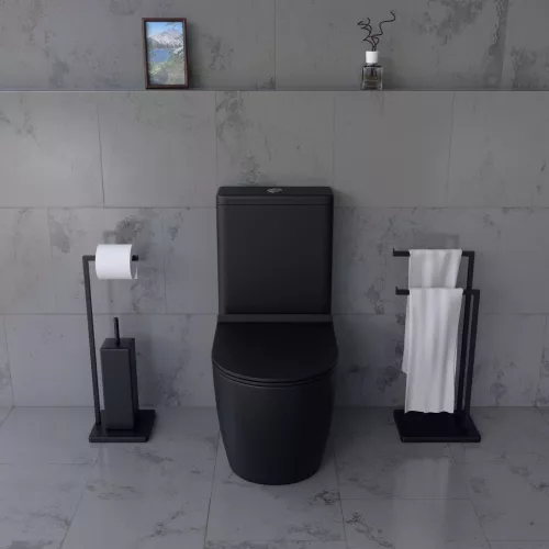 Welland H-7002 Tornado kompakt/monoblokk WC szett + soft-close slim WC ülőke - fekete
