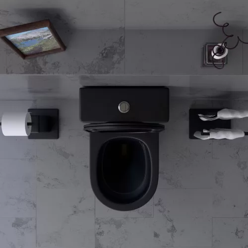 Welland H-7002 Tornado kompakt/monoblokk WC szett + soft-close slim WC ülőke - fekete
