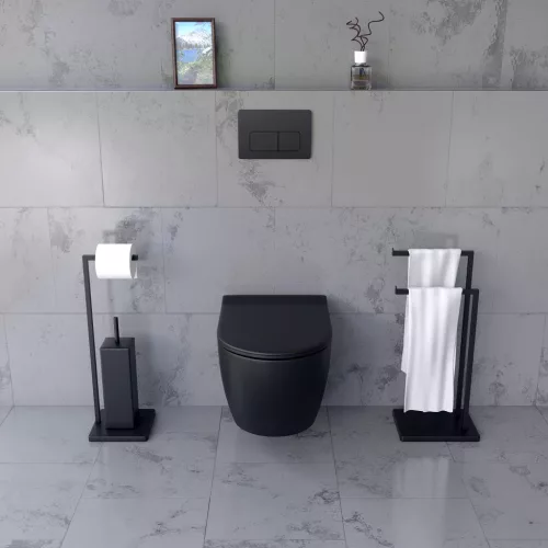 Welland Primo Tornado fali WC csésze + soft-close slim WC ülőke - fekete