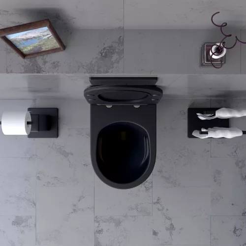Welland Primo Tornado fali WC csésze + soft-close slim WC ülőke - fekete