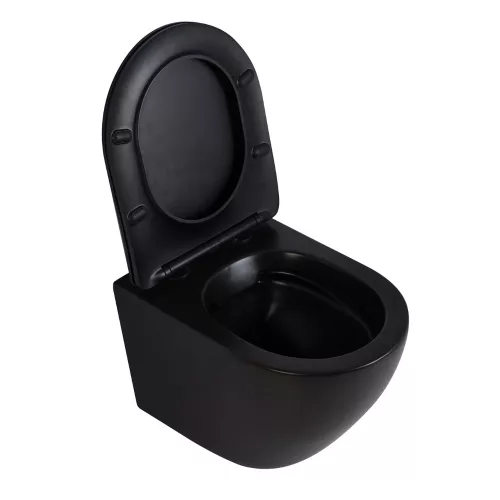 Welland Primo Rimless fali WC csésze + soft-close slim WC ülőke - fekete