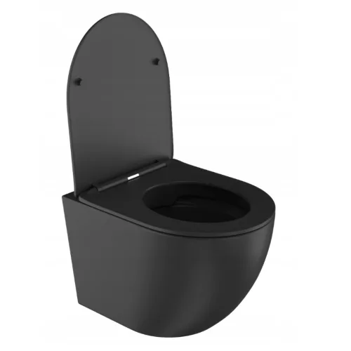 Welland Primo Rimless fali WC csésze + soft-close slim WC ülőke - fekete