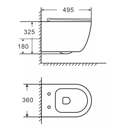 Welland Primo Rimless fali WC csésze + soft-close slim WC ülőke - fekete