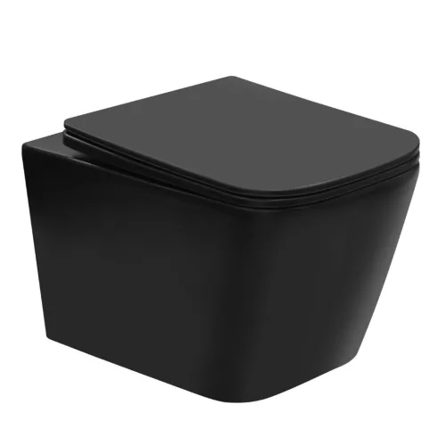 Welland Cono Rimless fali WC csésze + soft-close slim WC ülőke - fekete