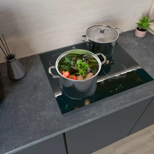 Hannsberg lábos 5.8L - Ø24 cm- rozsdamentes acél - edzett üveg fedő
