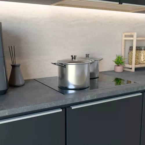 Hannsberg lábos 5.8L - Ø24 cm- rozsdamentes acél - edzett üveg fedő
