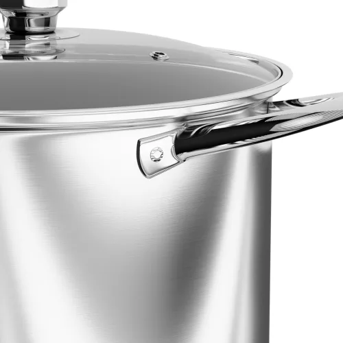 Hannsberg fazék 10L - Ø28 cm- rozsdamentes acél - edzett üveg fedő