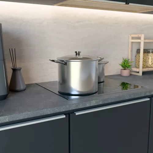 Hannsberg fazék 10L - Ø28 cm- rozsdamentes acél - edzett üveg fedő