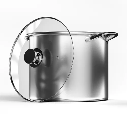Hannsberg fazék 10L - Ø28 cm- rozsdamentes acél - edzett üveg fedő