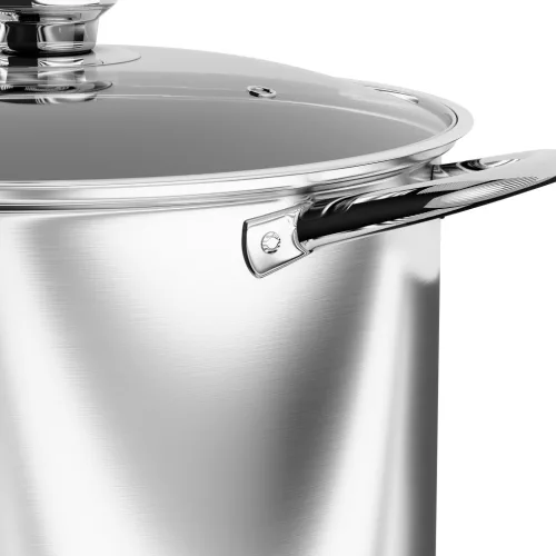 Hannsberg fazék 10L - Ø28 cm- rozsdamentes acél - edzett üveg fedő