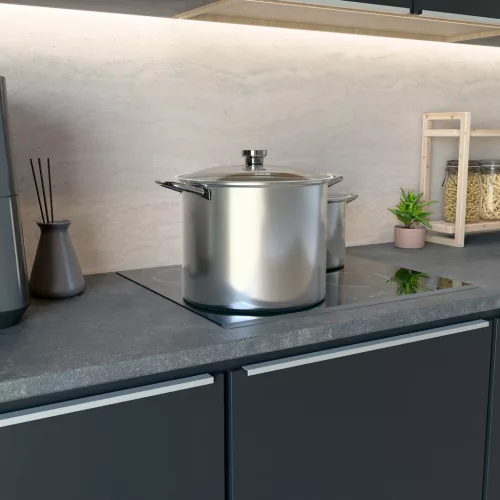 Hannsberg fazék 10L - Ø28 cm- rozsdamentes acél - edzett üveg fedő
