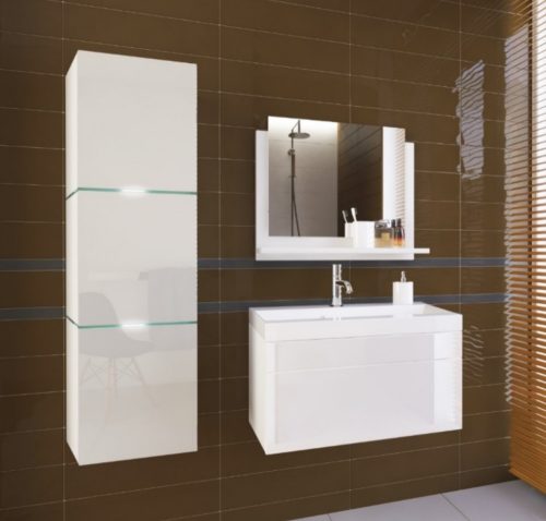 Venezia Ibiza I. fürdőszobabútor szett + mosdókagyló + szifon - 80 cm (fényes fehér)
