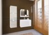 Fürdőszoba bútor szett kerámia mosdóval falra szerelhető - magasfényű fehér 80 cm