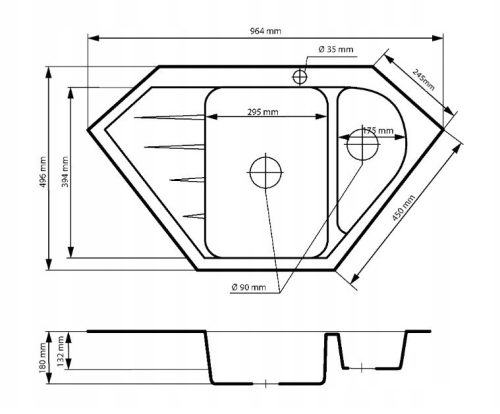 Gránit mosogató NERO Joker + kihúzható zuhanyfejes Shower csaptelep + dugókiemelő (fekete)