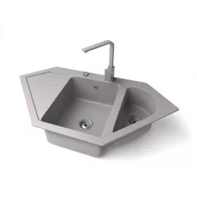   Gránit mosogató NERO Joker + Design csaptelep + dugókiemelő (szürke)