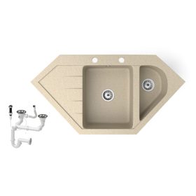 Gránit mosogató NERO Joker + dugókiemelő (bézs)