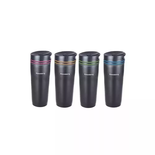 Klausberg dupla falú utazó bögre 380ml - fekete / zöld (KB-7149G)
