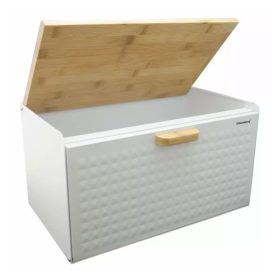 prémium kenyértartó bambuszfa felső résszel fehér színben