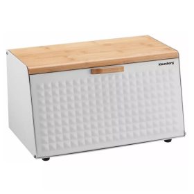 prémium kenyértartó bambuszfa felső résszel fehér színben