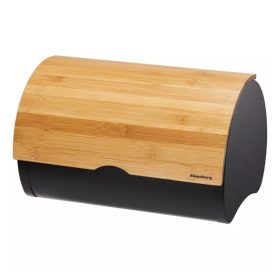 Minőségi kenyértartó fekete színben bambuszfa felső résszel