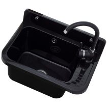   LAVRE falikút - háztartási mosogató + magasított csaptelep + szifon (fekete)