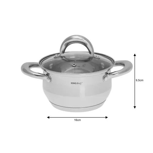 Kinghoff 12 darabos edénykészlet - rozsdamentes acél, edzett üveg fedő (KH-1098)
