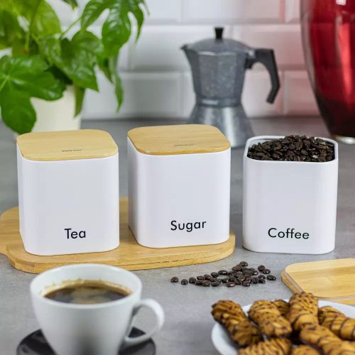 3 darabos fűszertartó doboz bambuszfa fedővel