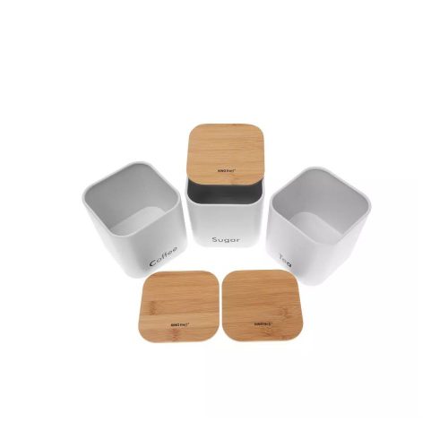 3 darabos fűszertartó doboz bambuszfa fedővel