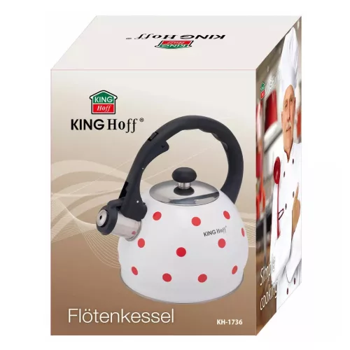 Teáskanna - fehér-piros pöttyös - Kinghoff KH-1736