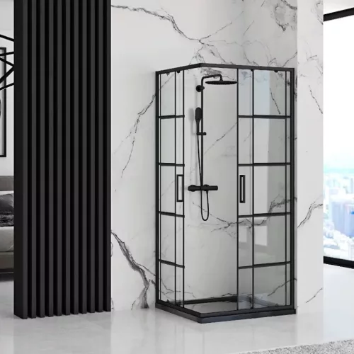 Zuhanykabin 90 x 90 cm Welland Kyoto - fekete profil