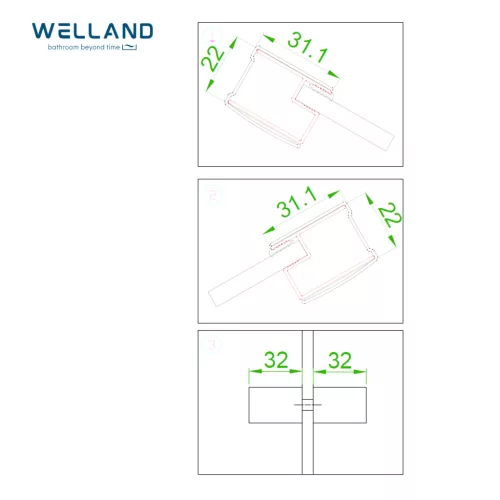 Zuhanykabin 90 x 90 cm Welland Kyoto - fekete profil