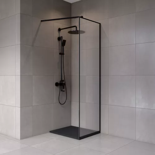 Welland Montana walk-in zuhanyfal 60 x 195 cm - fekete profil