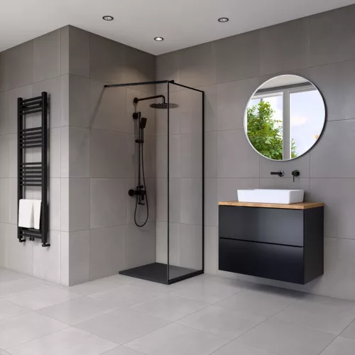Welland Montana walk-in zuhanyfal 60 x 195 cm - fekete profil
