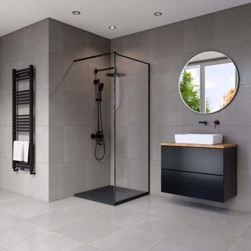 Welland Montana walk-in zuhanyfal 80 x 195 cm - fekete profil