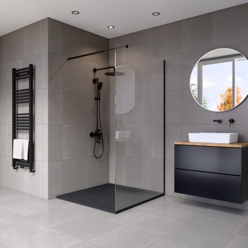 Welland Vista walk-in zuhanyfal 100 x 195 cm - fekete profil