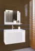 Fürdőszoba bútor kerámia mosdóval tükörrel és szifonnal - 60 cm fényes fehér