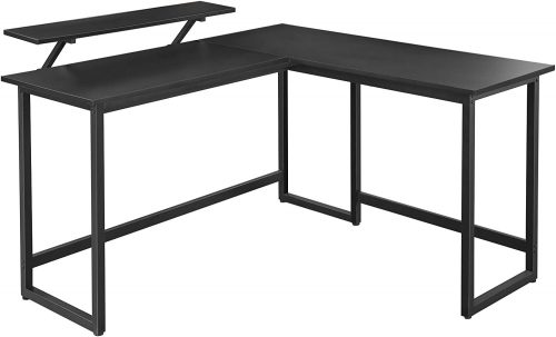 Sarok számítógépasztal + monitor állvány - Vasagle (fekete)