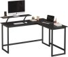 Sarok számítógépasztal + monitor állvány - Vasagle (fekete)