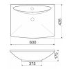 Welland UC-6 pultra építhető mosdókagyló - 60 x 43.5 cm - fehér