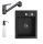 Gránit mosogató NERO Parma + kihúzható zuhanyfejes Shower csaptelep + adagoló + szifon (fekete)