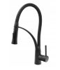 Gránit Mosogató NERO Parma + kihúzható zuhanyfejes Duo-Flex csaptelep + dugókiemelő + szifon (matt fekete)