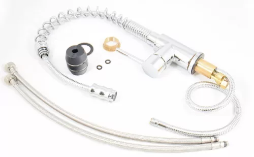 Gránit Mosogató NERO Parma + kihúzható fejes Spring-Jet csaptelep + adagoló + szifon (szürke)