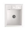 Gránit Mosogató NERO Parma + kihúzható zuhanyfejes Shower csaptelep + adagoló + szifon (fehér)